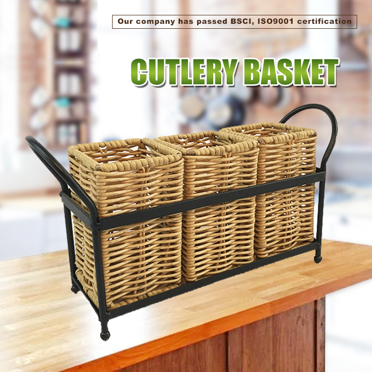 Woven Cutlery Caddy Storage Basket GL-0467 PC