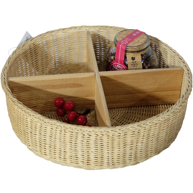 Woven Four-compartment Circle Storage Tray GL-0132 PC