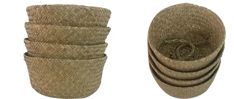 OEM ODM custom Handmade folding seagrass Storage Basket
