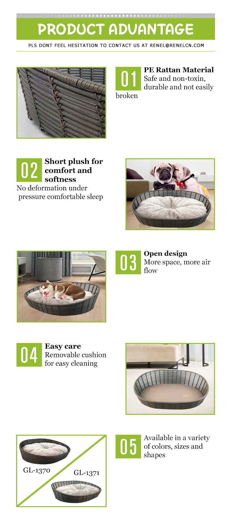 Woven Comfortable  Plush Pet Bed  GL-1371 PC