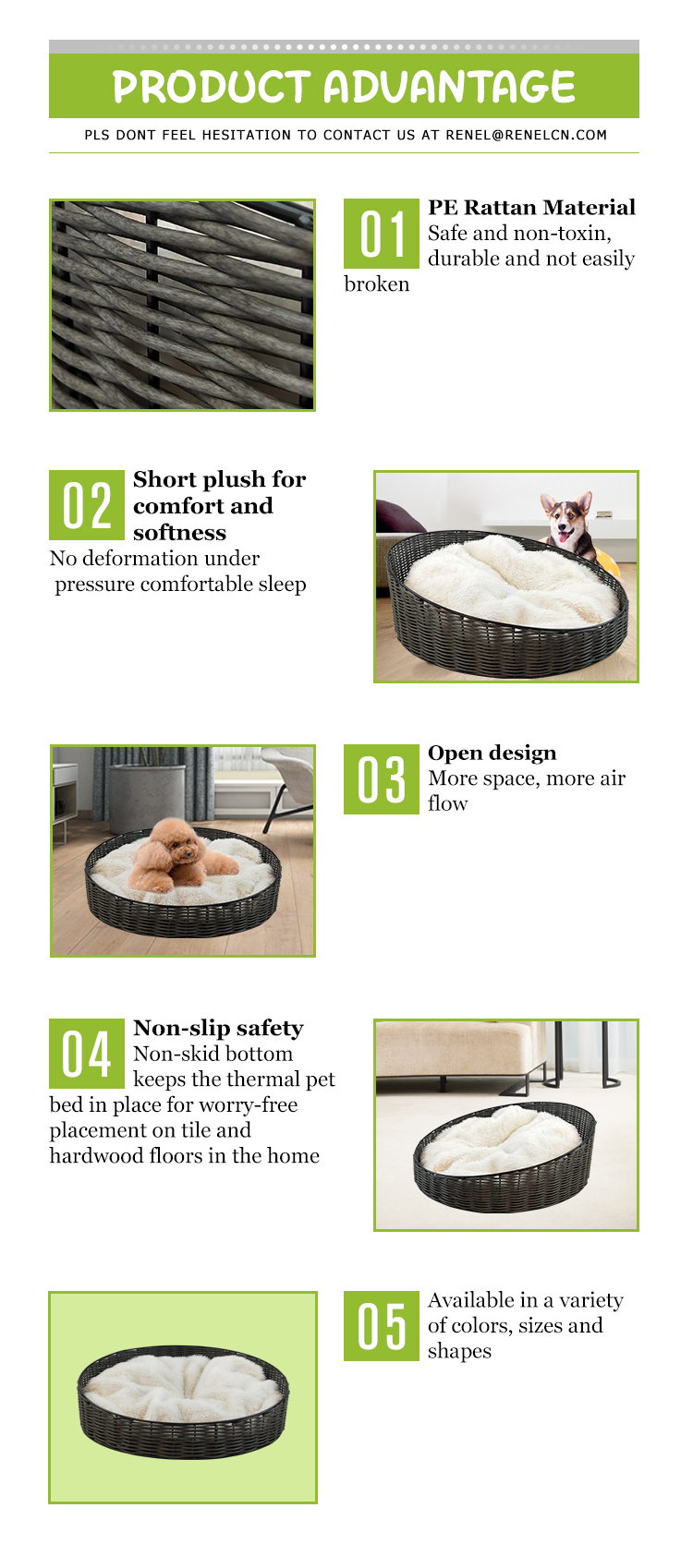 Woven Comfortable  Plush Pet Bed  GL-1375 PC