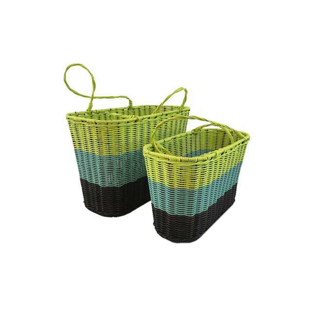 Hand-Woven PE Plastic Market Basket Beach Bag Picnic Basket GL-0029 S2