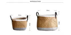 Wholesale Home Decor Storage Belly Basket Set Folding Collapsible Oval Plant Flower Natural Woven Seagrass Basket