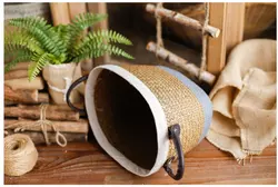 Wholesale Home Decor Storage Belly Basket Set Folding Collapsible Oval Plant Flower Natural Woven Seagrass Basket