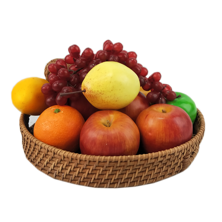 Decorative Trays for Coffee Table Round Rattan Woven Serving Tray with Handles GL-0142 PC