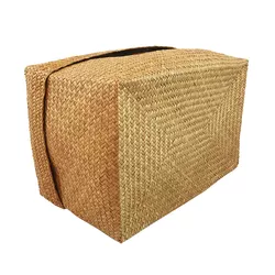 Eco-Friendly Handwoven Folding Collapsible Basket Bin Natural Seagrass Storage Baskets With Lid