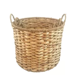 Eco-friendly Natural Material Grass Hand Knitting Water Hyacinth Laundry Baskets
