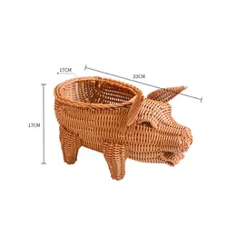 Woven Rattan Plastic Animal Pigger Shape Basket