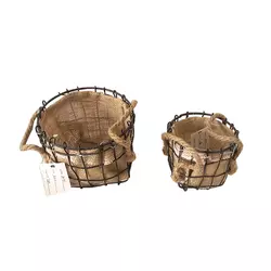 Customized Hot-selling Handmade Iron Metal Mesh Basket with Lining