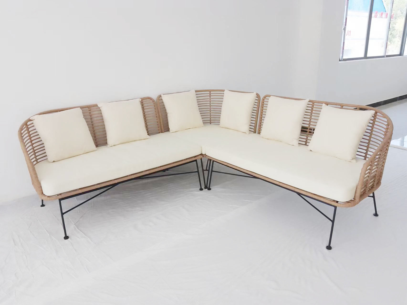 outdoor sofa with fireproof cushion aluminum frame outdoor outdoor sectional set corner sofa YP-5180