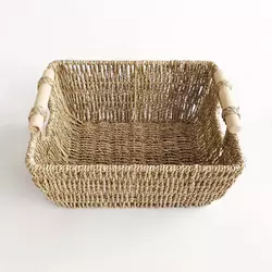 Natural Material Grass Rectangular Supplies Wholesale Seagrass Baskets