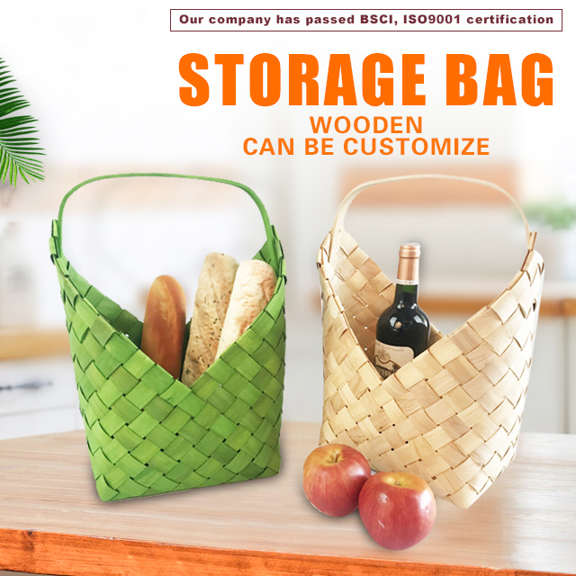 Wooden Chip Woven Storage Basket GL-0827 PC