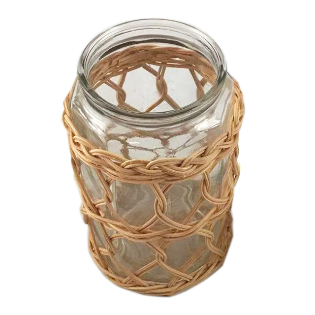 PE Woven Wrapped Storage Jar Glass Votive Holder Wrapped Glass Vase GL-1283 PC